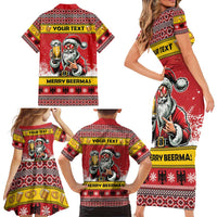 Personalized Germany Christmas Family Matching Short Sleeve Bodycon Dress and Hawaiian Shirt Santa Claus Merry Beermas - Wonder Print Shop