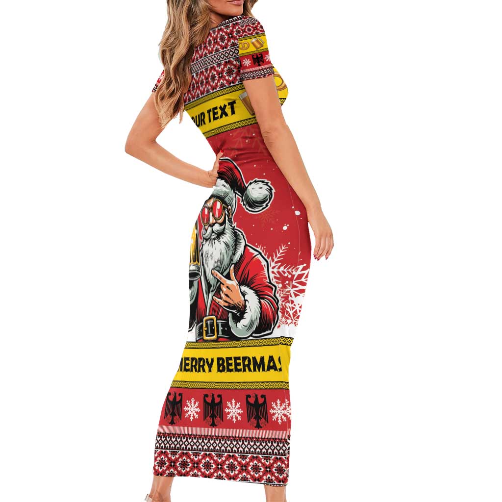 Personalized Germany Christmas Family Matching Short Sleeve Bodycon Dress and Hawaiian Shirt Santa Claus Merry Beermas - Wonder Print Shop