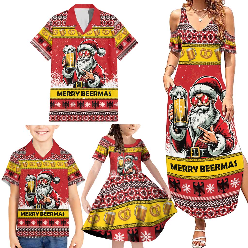 Personalized Germany Christmas Family Matching Summer Maxi Dress and Hawaiian Shirt Santa Claus Merry Beermas - Wonder Print Shop