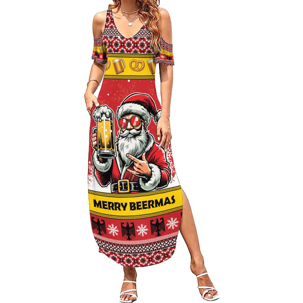 Personalized Germany Christmas Family Matching Summer Maxi Dress and Hawaiian Shirt Santa Claus Merry Beermas - Wonder Print Shop