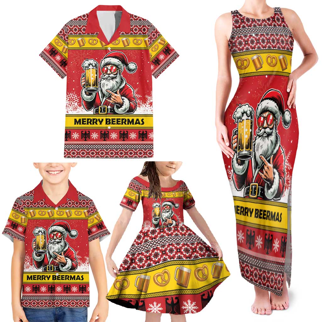 Personalized Germany Christmas Family Matching Tank Maxi Dress and Hawaiian Shirt Santa Claus Merry Beermas - Wonder Print Shop