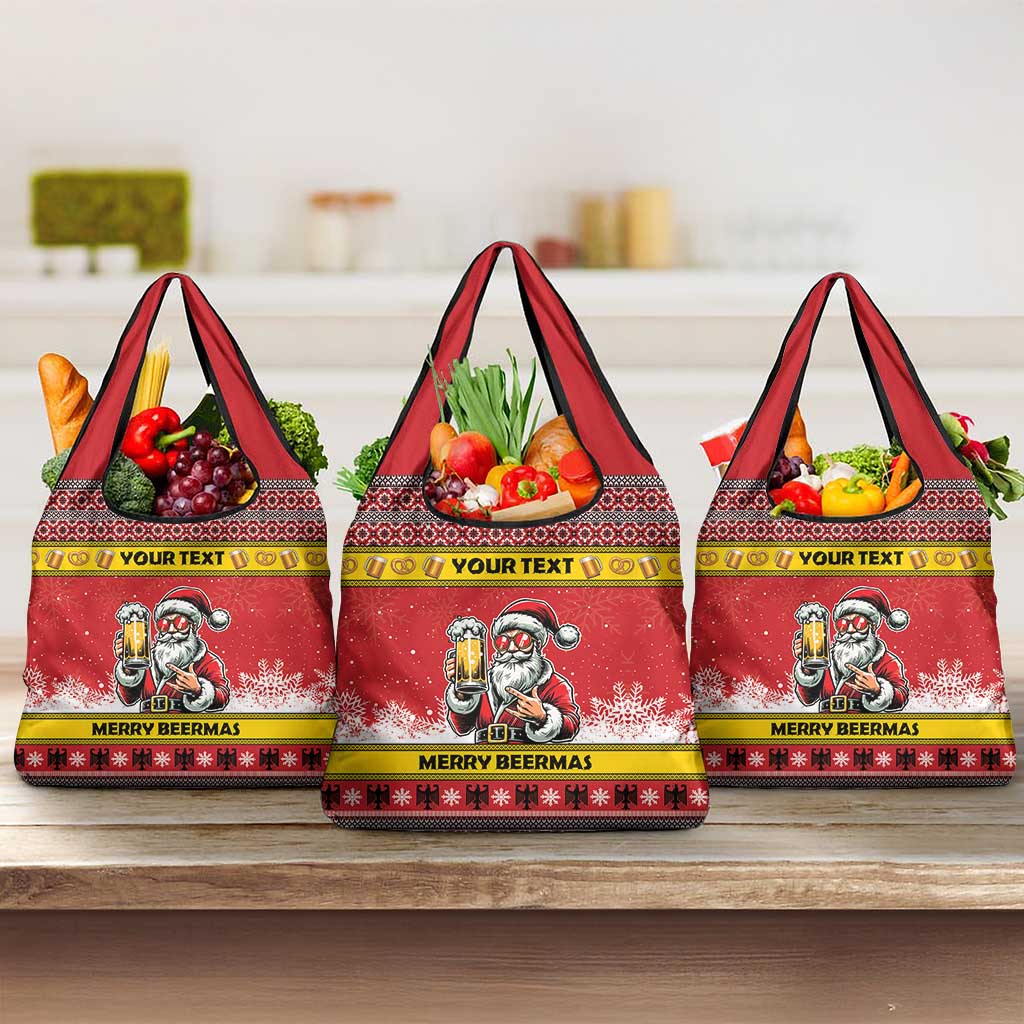 Personalized Germany Christmas Grocery Bag Santa Claus Merry Beermas - Wonder Print Shop