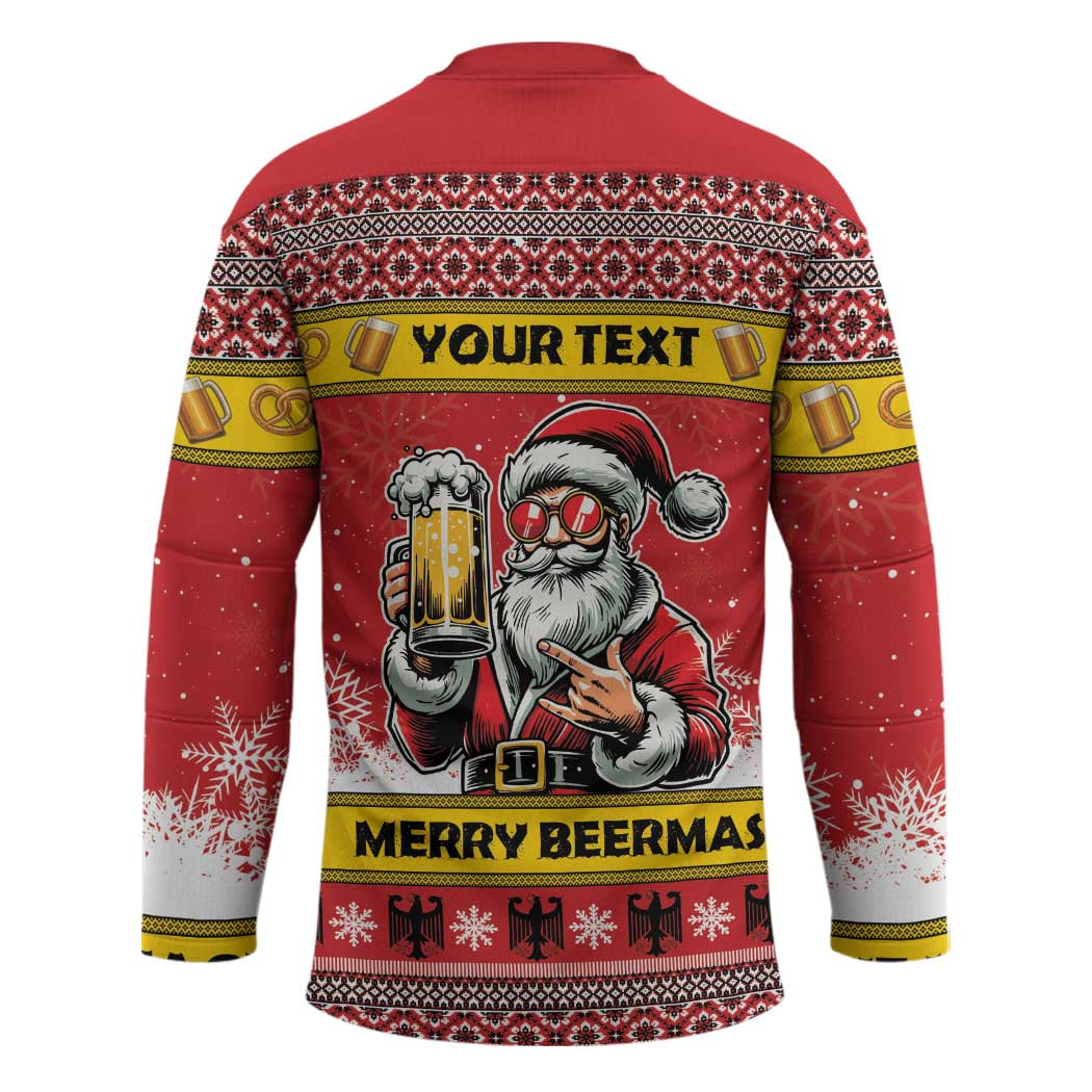 Personalized Germany Christmas Hockey Jersey Santa Claus Merry Beermas - Wonder Print Shop