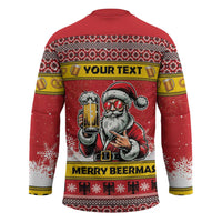 Personalized Germany Christmas Hockey Jersey Santa Claus Merry Beermas - Wonder Print Shop