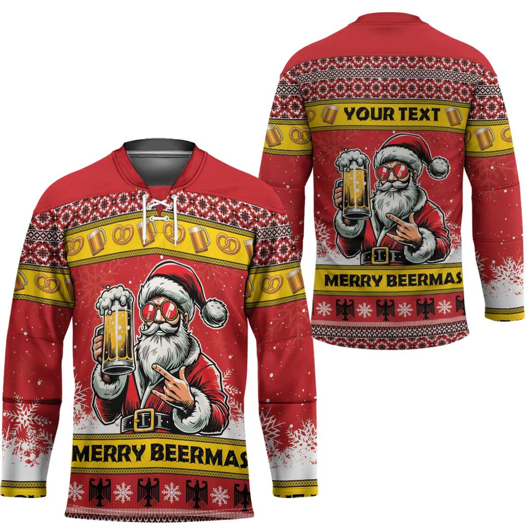 Personalized Germany Christmas Hockey Jersey Santa Claus Merry Beermas - Wonder Print Shop