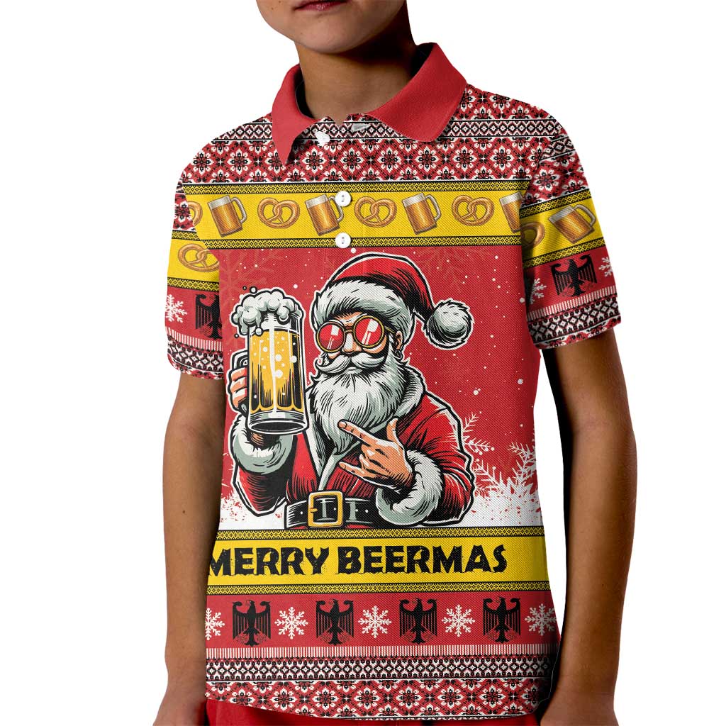Personalized Germany Christmas Kid Polo Shirt Santa Claus Merry Beermas - Wonder Print Shop