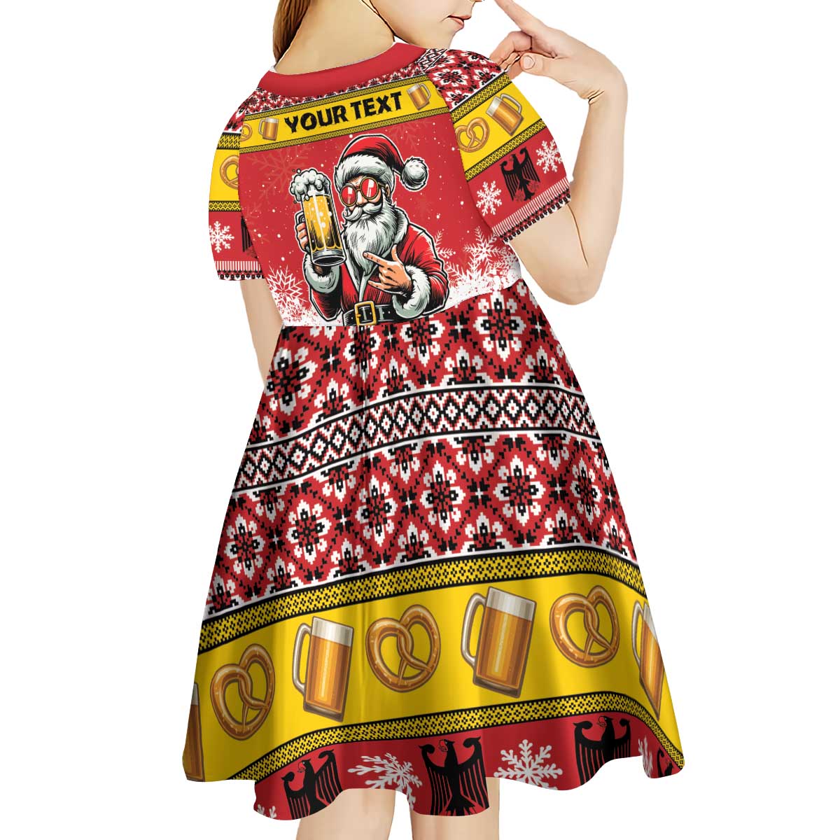 Personalized Germany Christmas Kid Short Sleeve Dress Santa Claus Merry Beermas - Wonder Print Shop
