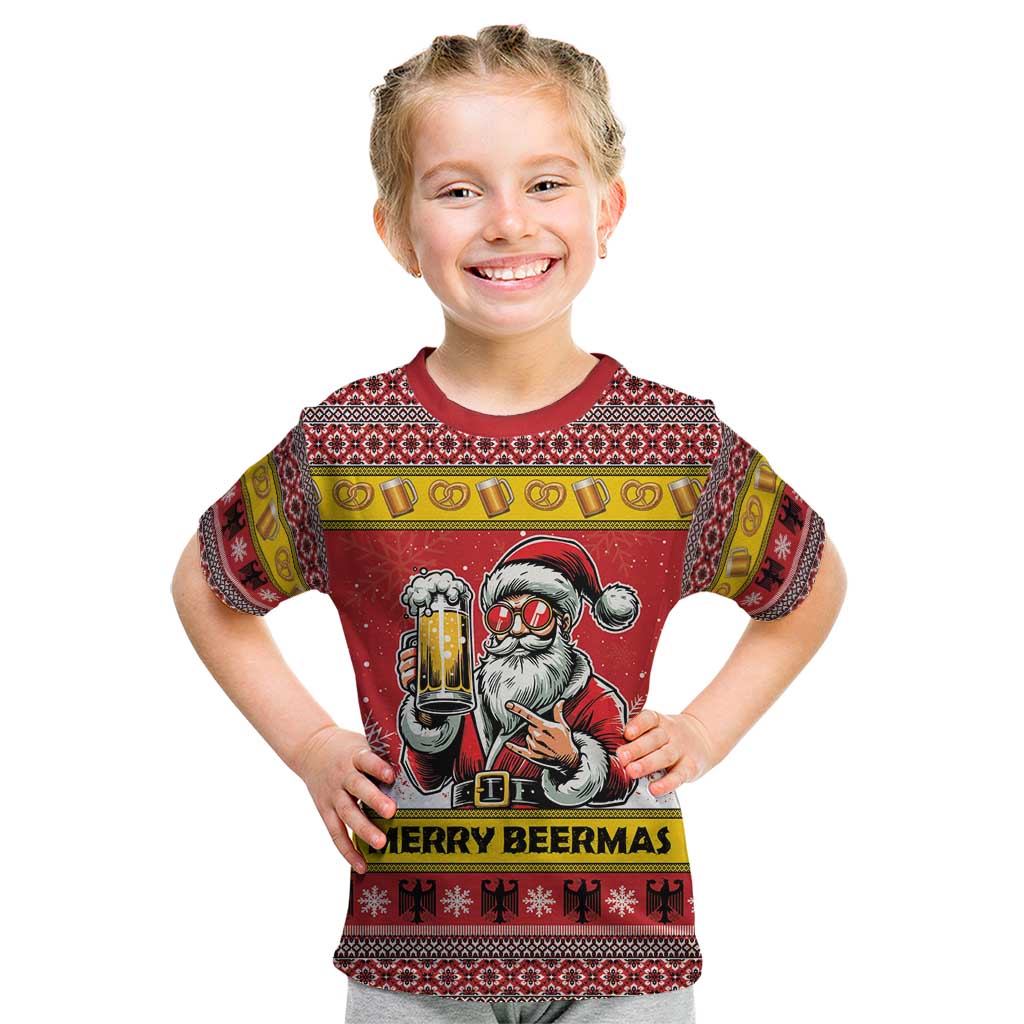 Personalized Germany Christmas Kid T Shirt Santa Claus Merry Beermas - Wonder Print Shop