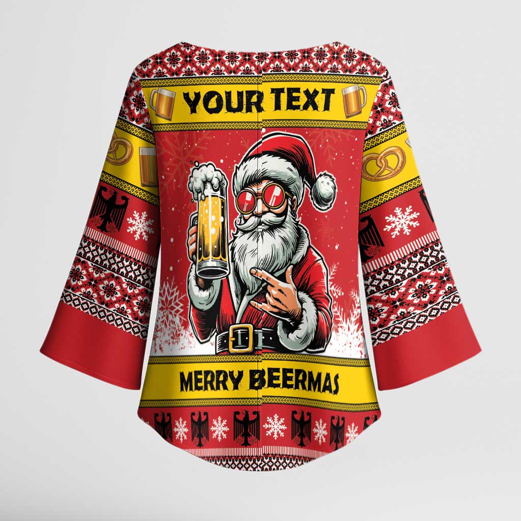 Personalized Germany Christmas Kimono Sleeve Blouse Santa Claus Merry Beermas - Wonder Print Shop