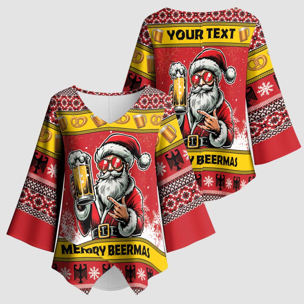 Personalized Germany Christmas Kimono Sleeve Blouse Santa Claus Merry Beermas - Wonder Print Shop
