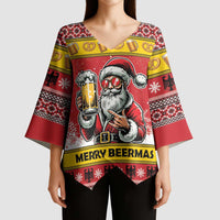 Personalized Germany Christmas Kimono Sleeve Blouse Santa Claus Merry Beermas - Wonder Print Shop