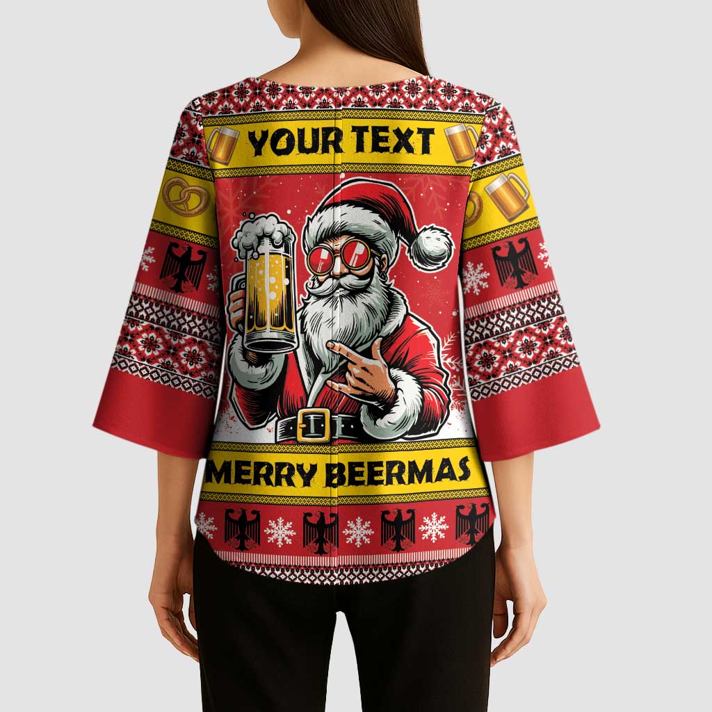 Personalized Germany Christmas Kimono Sleeve Blouse Santa Claus Merry Beermas - Wonder Print Shop