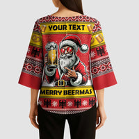 Personalized Germany Christmas Kimono Sleeve Blouse Santa Claus Merry Beermas - Wonder Print Shop