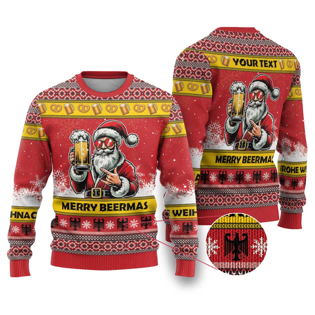 Personalized Germany Christmas Ugly Christmas Sweater Santa Claus Merry Beermas - Wonder Print Shop