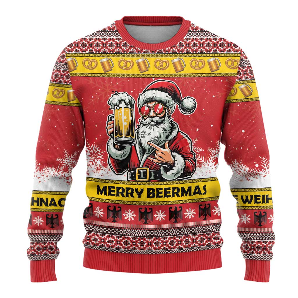 Personalized Germany Christmas Ugly Christmas Sweater Santa Claus Merry Beermas - Wonder Print Shop