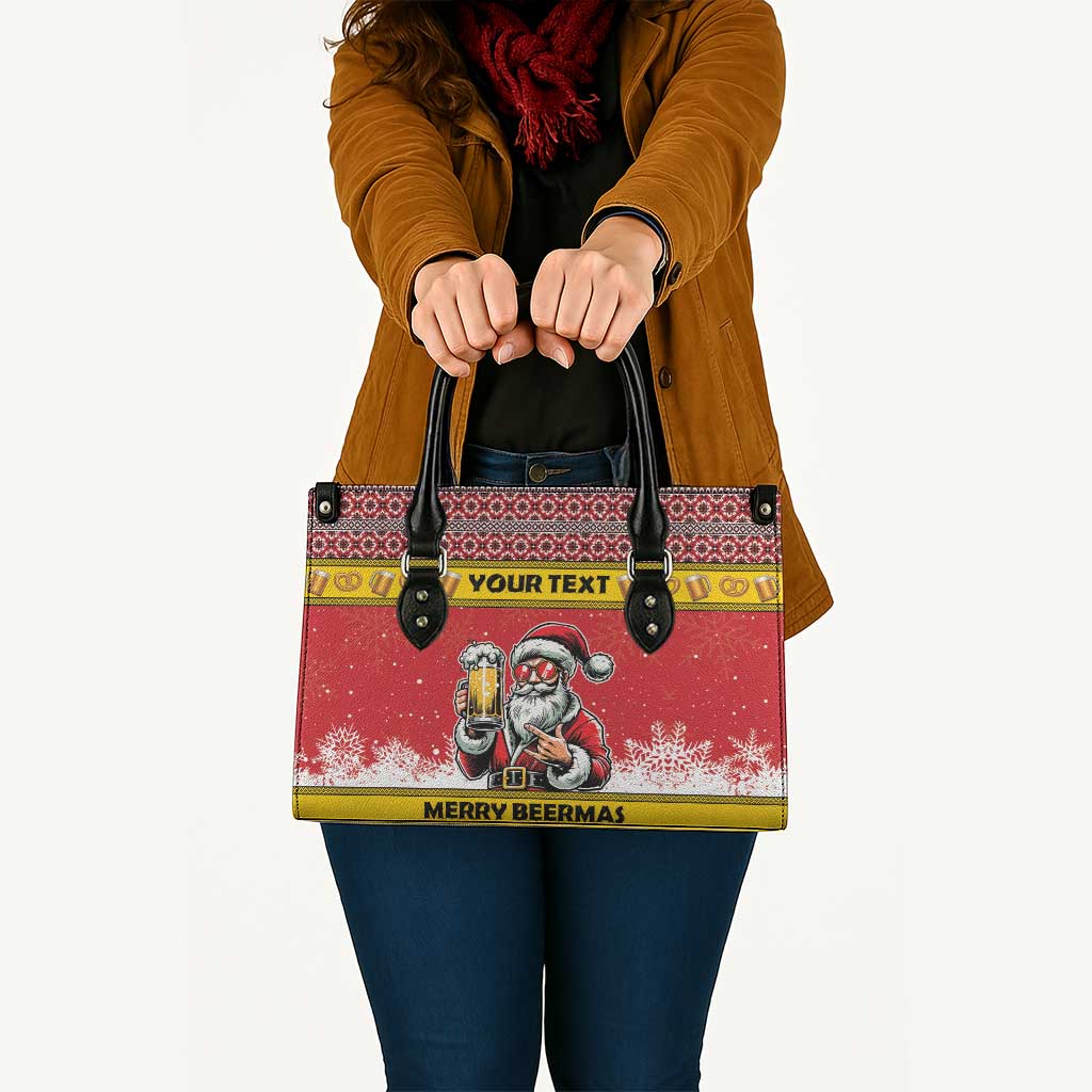 Personalized Germany Christmas Leather Bag Santa Claus Merry Beermas - Wonder Print Shop