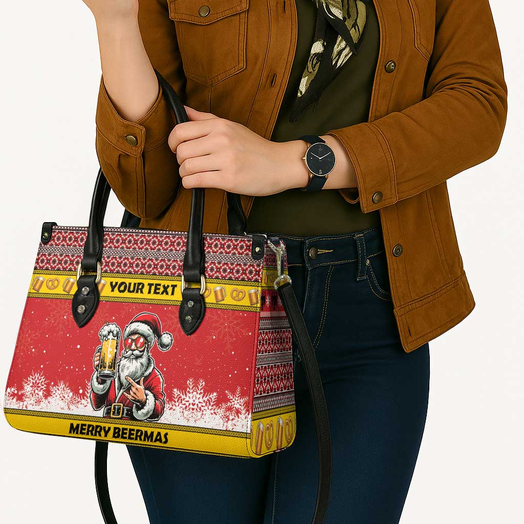 Personalized Germany Christmas Leather Bag Santa Claus Merry Beermas - Wonder Print Shop