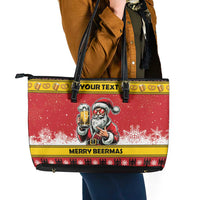 Personalized Germany Christmas Leather Tote Bag Santa Claus Merry Beermas - Wonder Print Shop