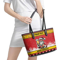 Personalized Germany Christmas Leather Tote Bag Santa Claus Merry Beermas - Wonder Print Shop