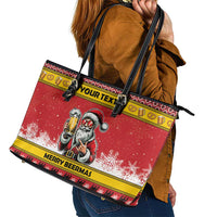 Personalized Germany Christmas Leather Tote Bag Santa Claus Merry Beermas - Wonder Print Shop