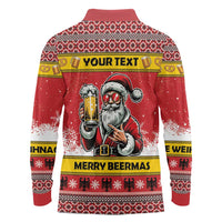 Personalized Germany Christmas Long Sleeve Polo Shirt Santa Claus Merry Beermas - Wonder Print Shop