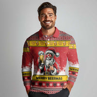 Personalized Germany Christmas Long Sleeve Polo Shirt Santa Claus Merry Beermas - Wonder Print Shop