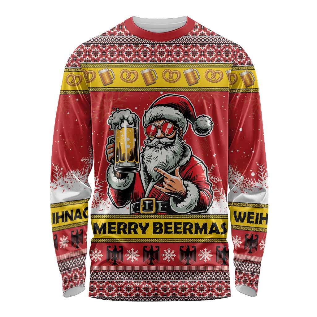 Personalized Germany Christmas Long Sleeve Shirt Santa Claus Merry Beermas - Wonder Print Shop