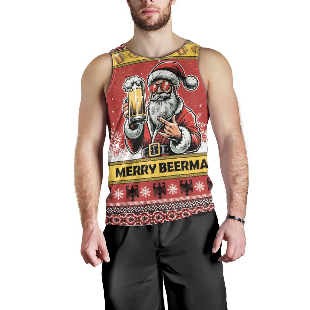 Personalized Germany Christmas Men Tank Top Santa Claus Merry Beermas - Wonder Print Shop