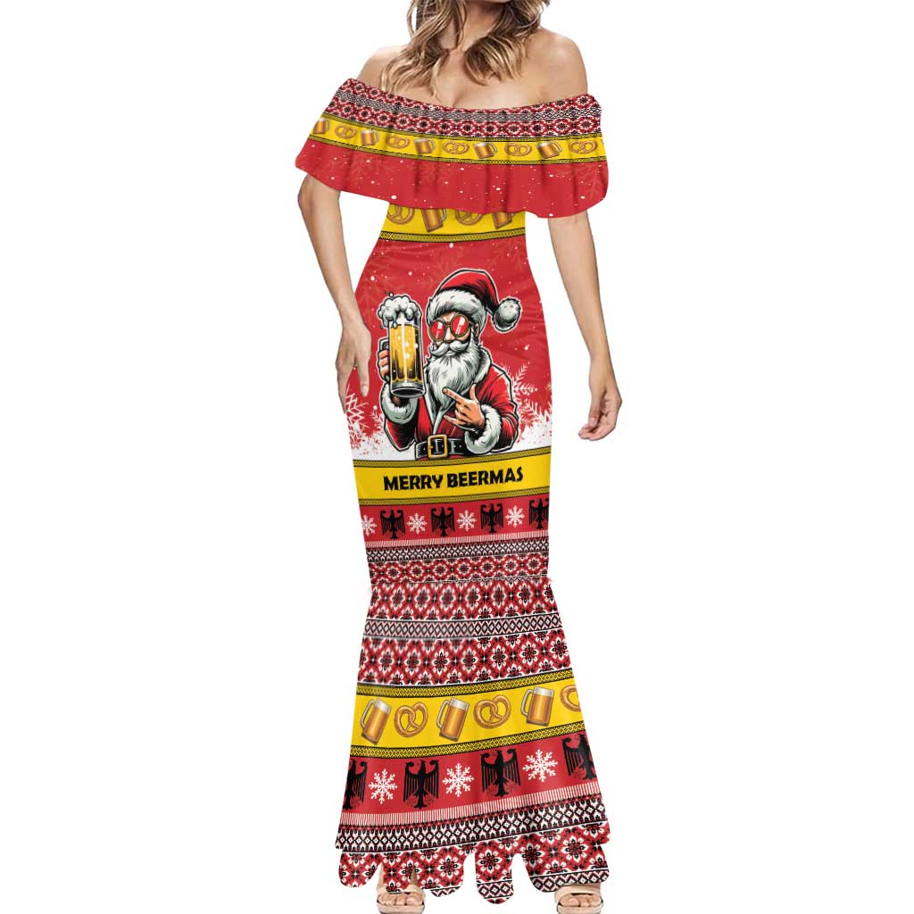 Personalized Germany Christmas Mermaid Dress Santa Claus Merry Beermas - Wonder Print Shop