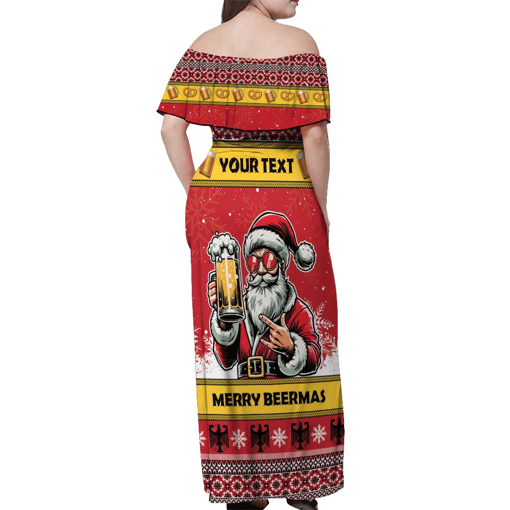 Personalized Germany Christmas Off Shoulder Maxi Dress Santa Claus Merry Beermas - Wonder Print Shop