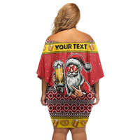 Personalized Germany Christmas Off Shoulder Short Dress Santa Claus Merry Beermas - Wonder Print Shop