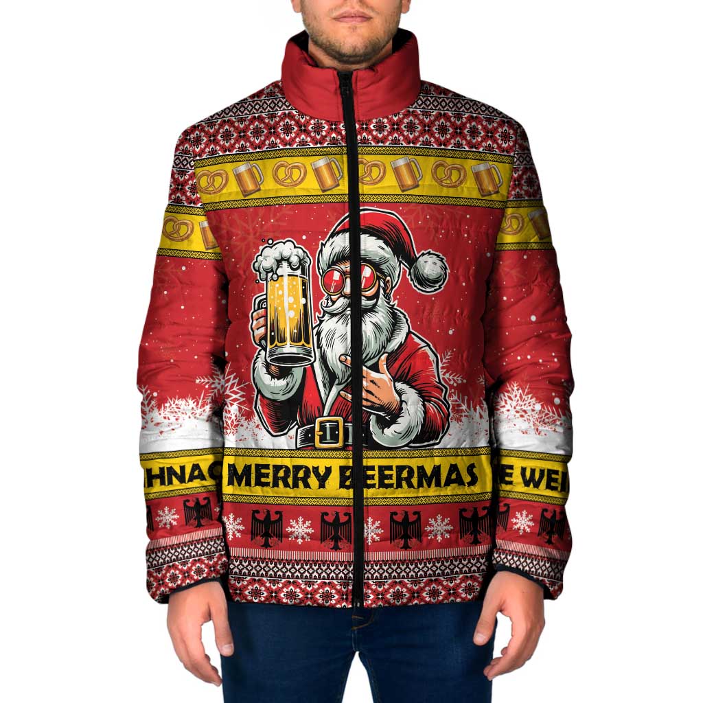 Personalized Germany Christmas Padded Jacket Santa Claus Merry Beermas - Wonder Print Shop