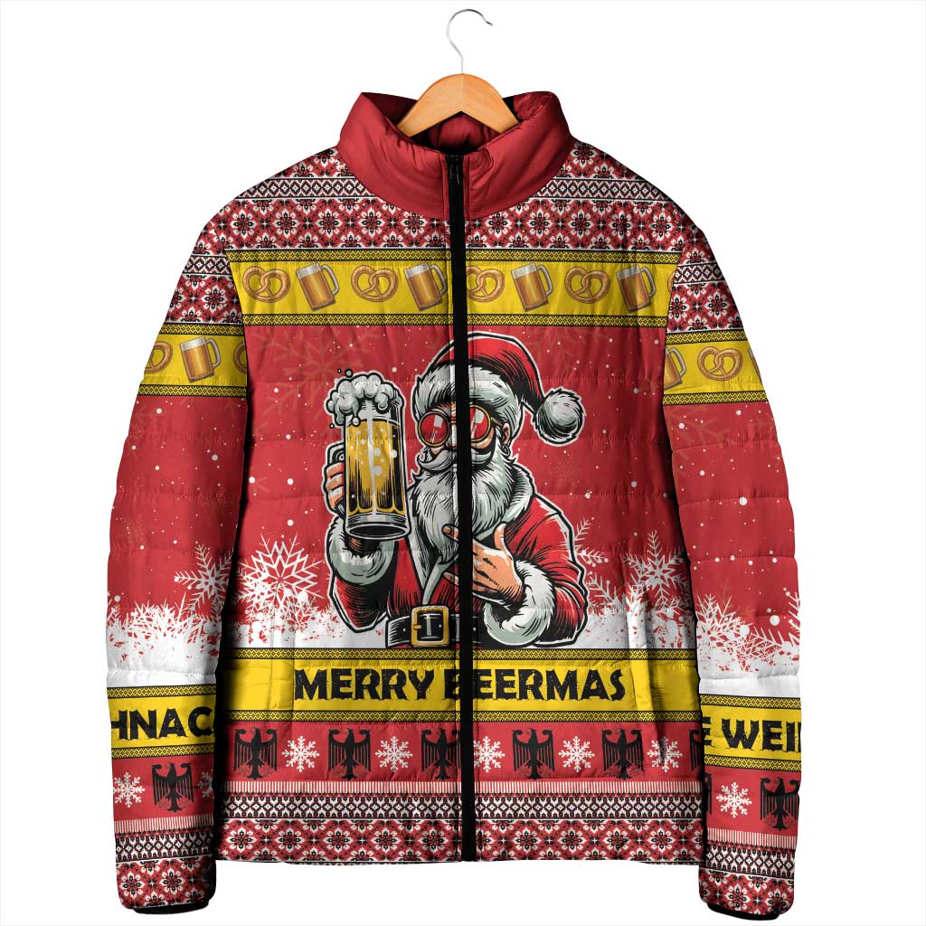 Personalized Germany Christmas Padded Jacket Santa Claus Merry Beermas - Wonder Print Shop