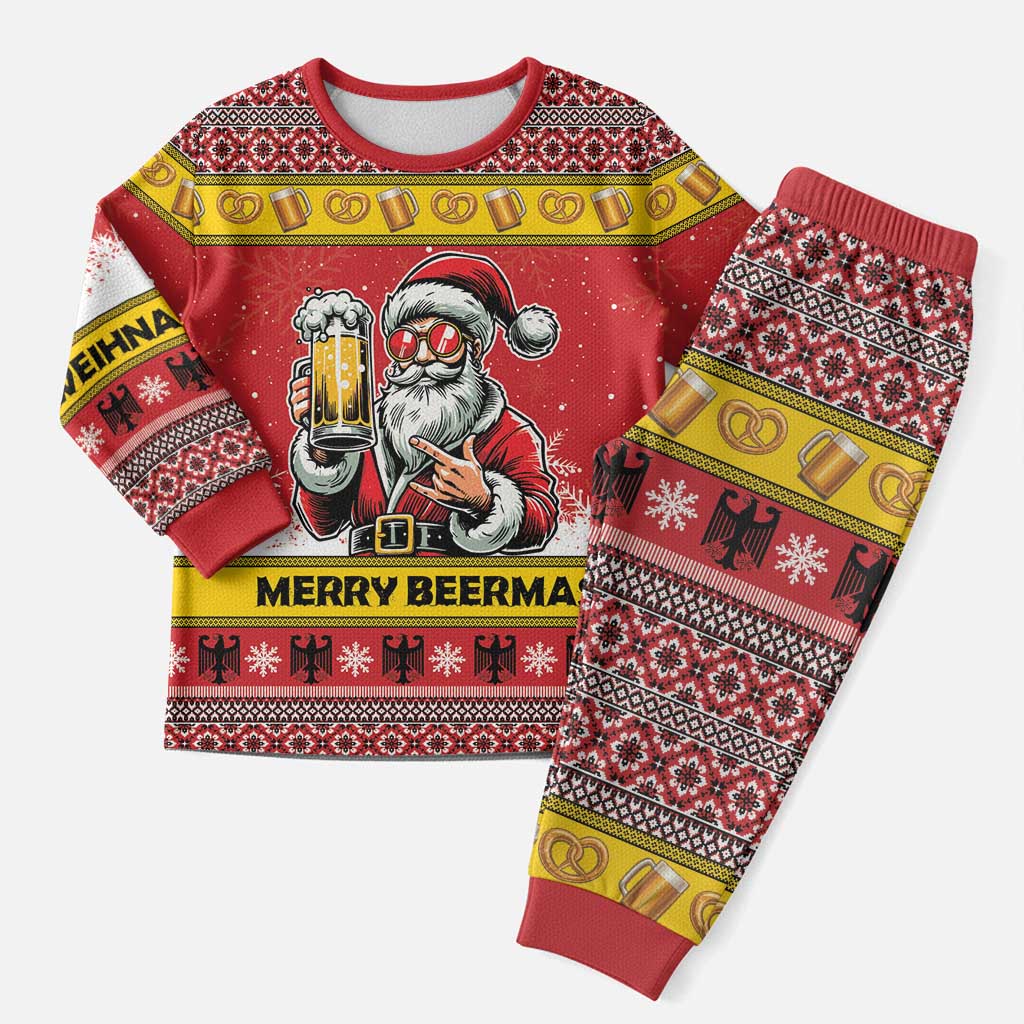 Personalized Germany Christmas Pajama Set Santa Claus Merry Beermas - Wonder Print Shop