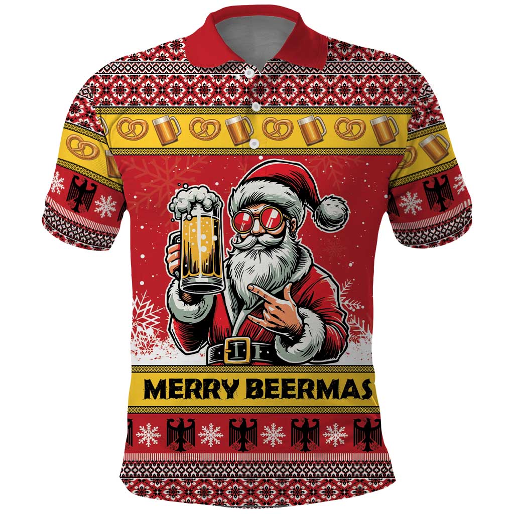 Personalized Germany Christmas Polo Shirt Santa Claus Merry Beermas - Wonder Print Shop