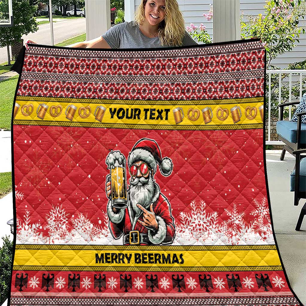 Personalized Germany Christmas Quilt Santa Claus Merry Beermas - Wonder Print Shop