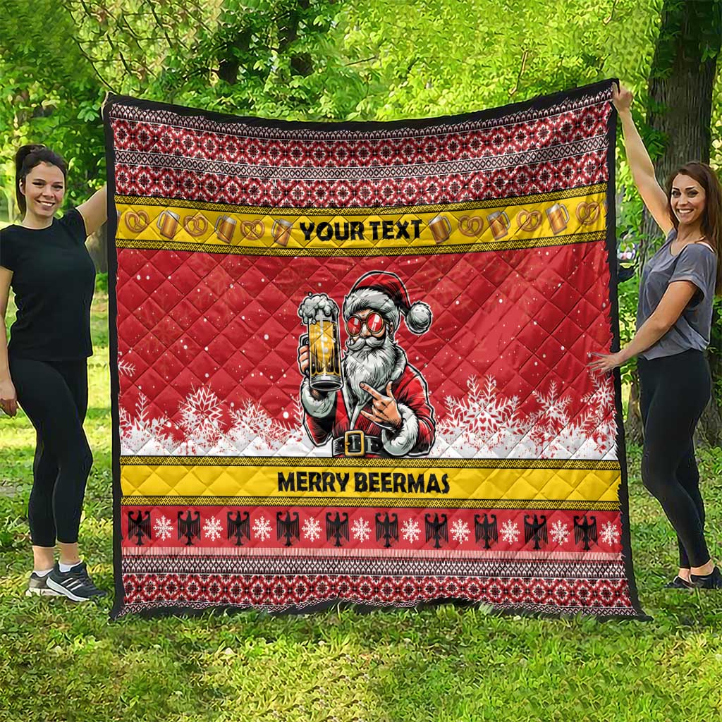 Personalized Germany Christmas Quilt Santa Claus Merry Beermas - Wonder Print Shop