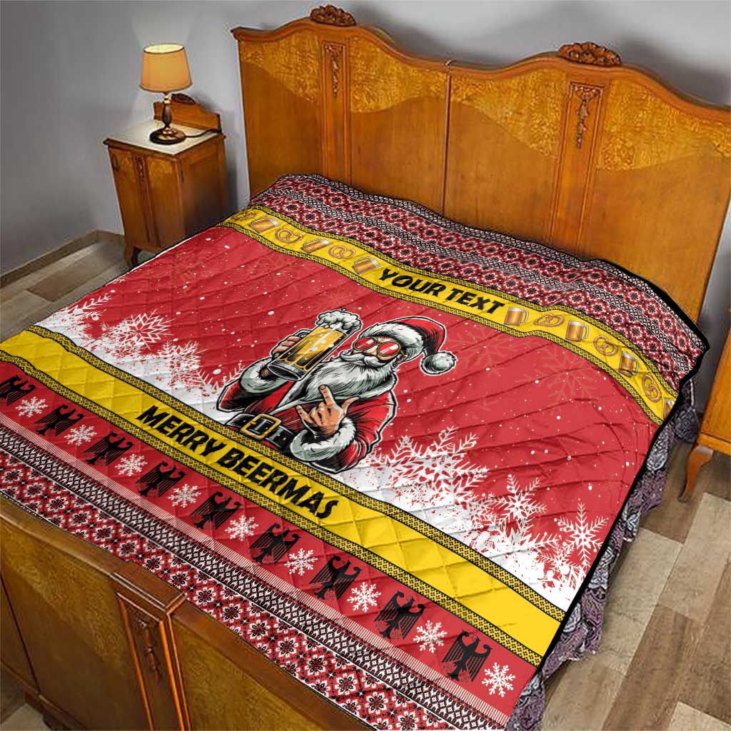 Personalized Germany Christmas Quilt Santa Claus Merry Beermas - Wonder Print Shop