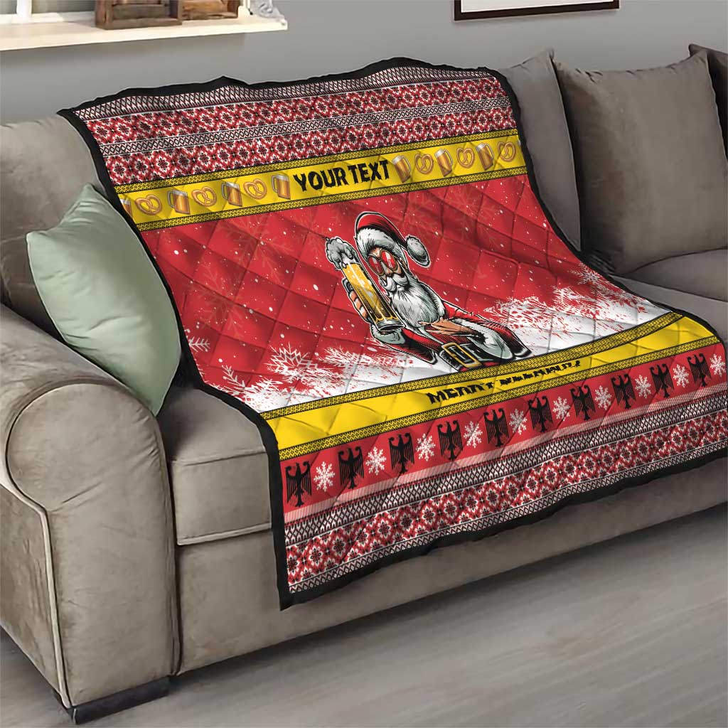 Personalized Germany Christmas Quilt Santa Claus Merry Beermas - Wonder Print Shop