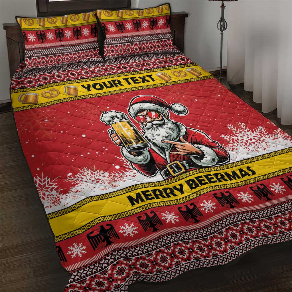 Personalized Germany Christmas Quilt Bed Set Santa Claus Merry Beermas - Wonder Print Shop