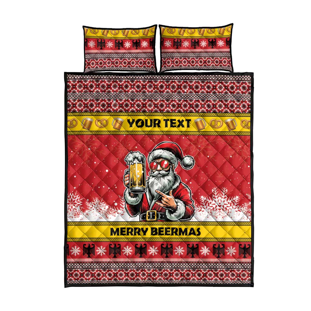 Personalized Germany Christmas Quilt Bed Set Santa Claus Merry Beermas - Wonder Print Shop