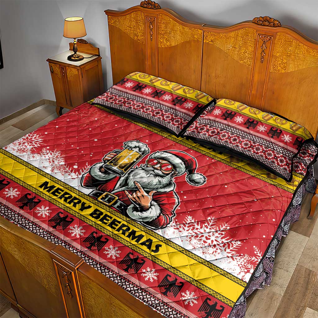 Personalized Germany Christmas Quilt Bed Set Santa Claus Merry Beermas - Wonder Print Shop
