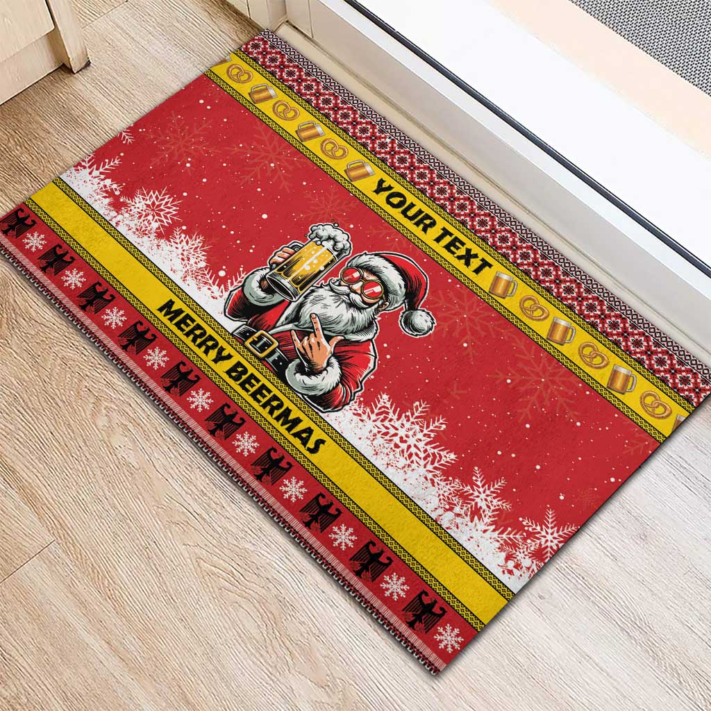 Personalized Germany Christmas Rubber Doormat Santa Claus Merry Beermas - Wonder Print Shop