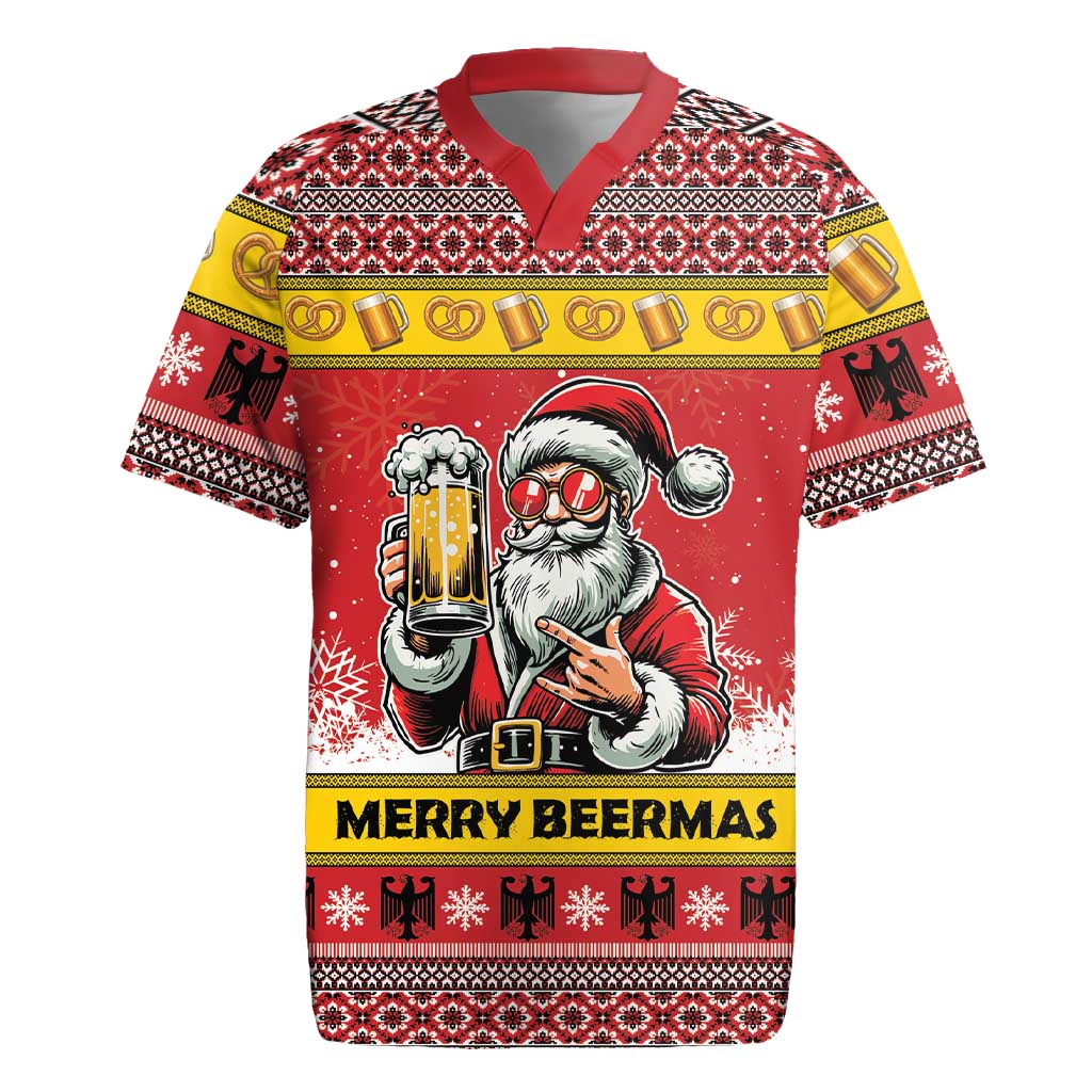 Personalized Germany Christmas Rugby Jersey Santa Claus Merry Beermas - Wonder Print Shop