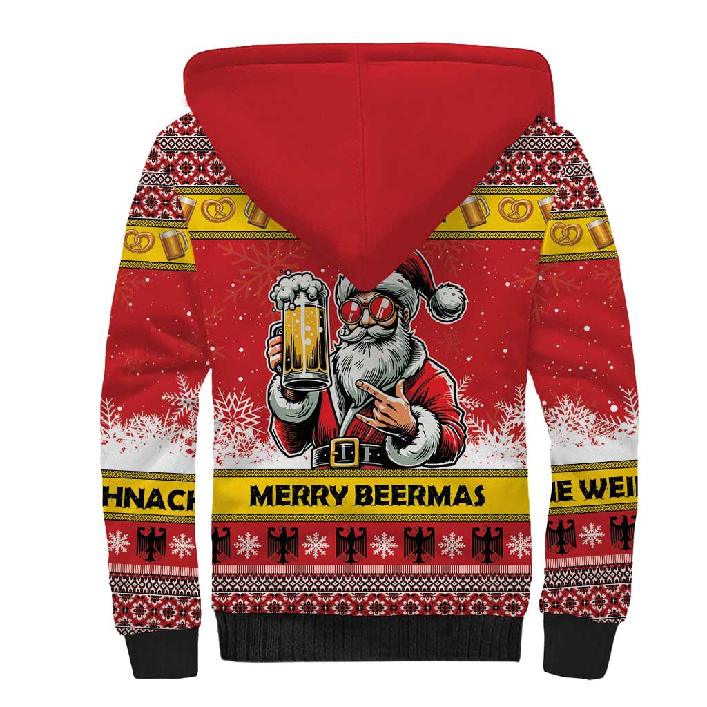 Personalized Germany Christmas Sherpa Hoodie Santa Claus Merry Beermas - Wonder Print Shop