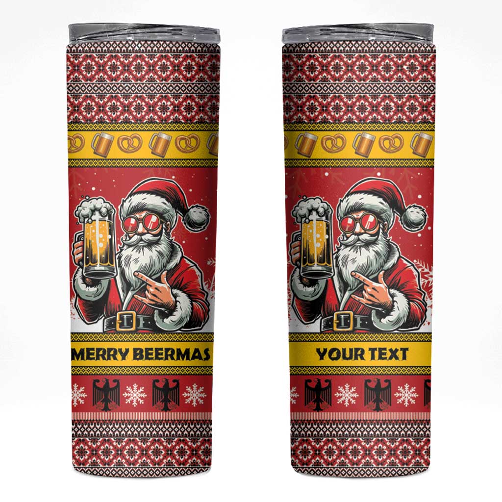 Personalized Germany Christmas Skinny Tumbler Santa Claus Merry Beermas - Wonder Print Shop