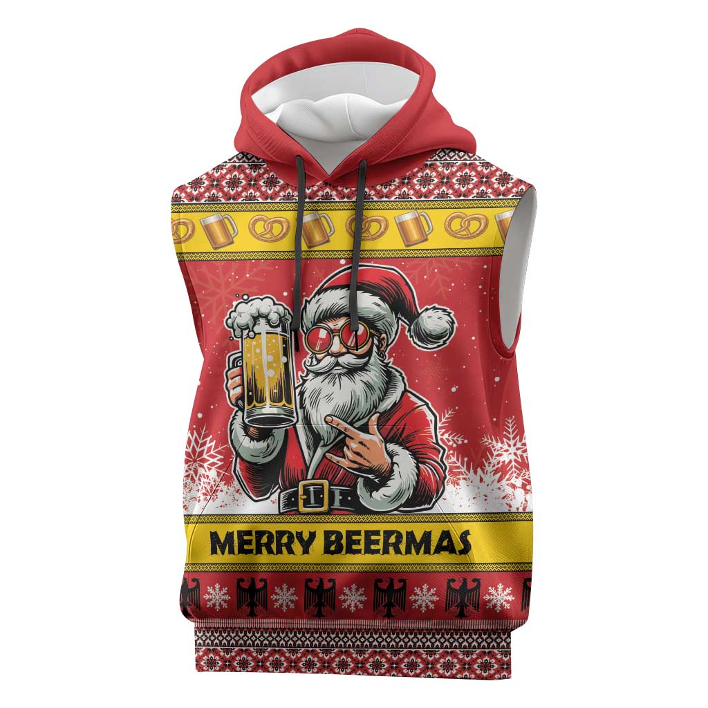 Personalized Germany Christmas Sleeveless Hoodie Santa Claus Merry Beermas - Wonder Print Shop