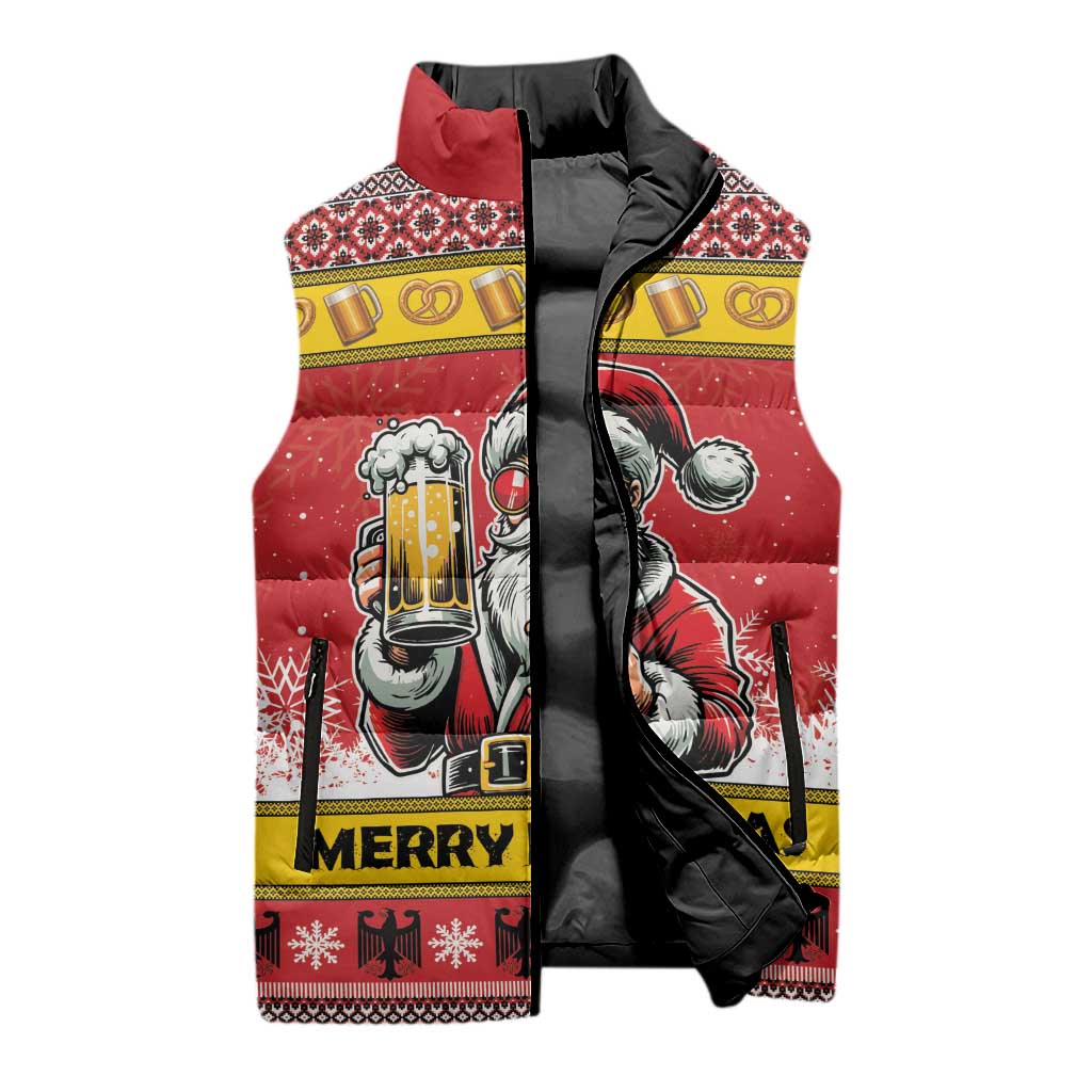 Personalized Germany Christmas Sleeveless Puffer Jacket Santa Claus Merry Beermas - Wonder Print Shop