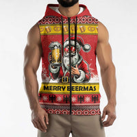 Personalized Germany Christmas Sleeveless Zip Hoodie Santa Claus Merry Beermas - Wonder Print Shop