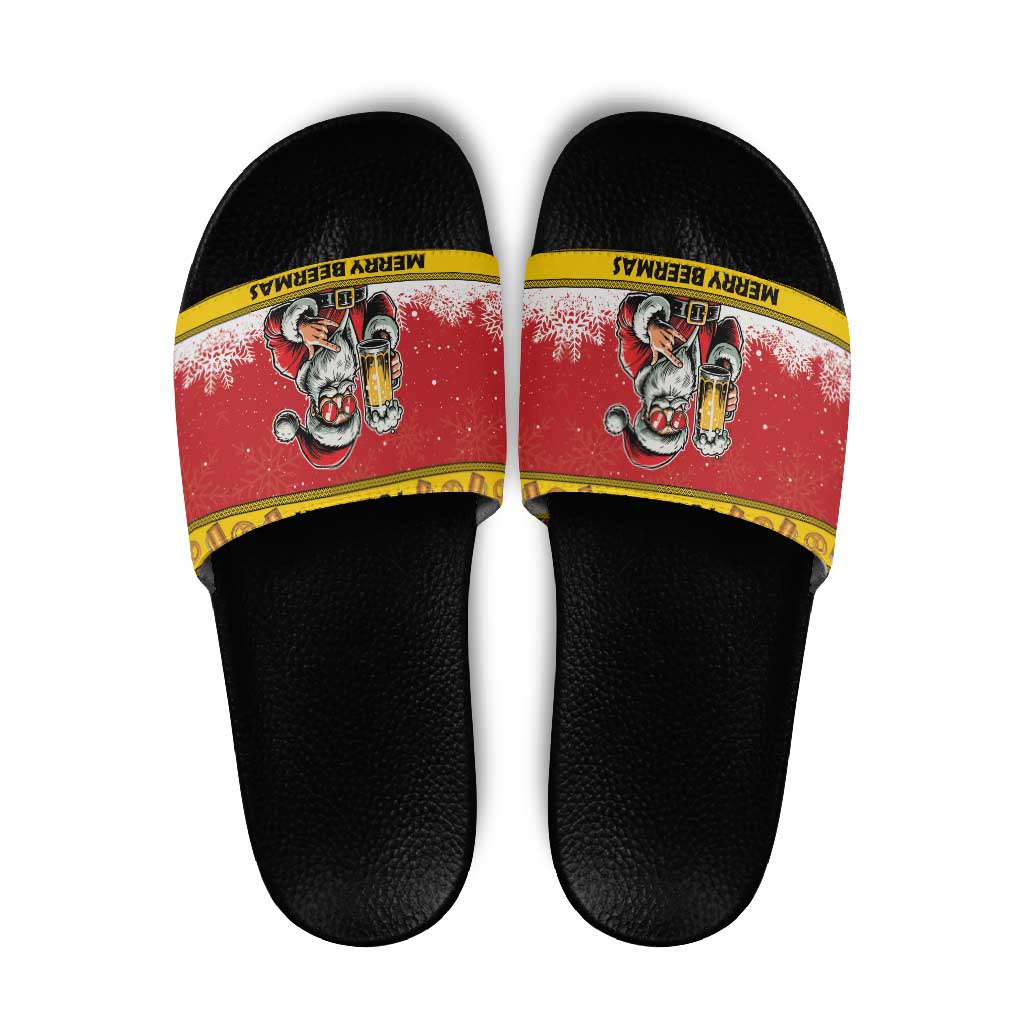Personalized Germany Christmas Slide Sandals Santa Claus Merry Beermas - Wonder Print Shop